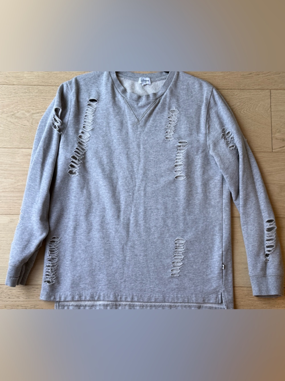 Distressed Gray Sweatshirt | Y2K Grunge Streetwear | The Weekend Brand Small - Picture 6 of 8